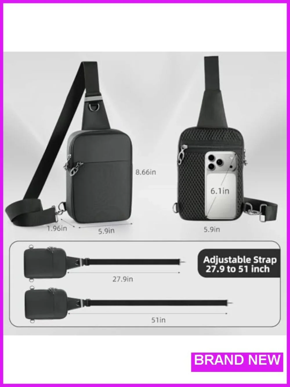 Anti Theft RFID Sling Bag Water Resistant Crossbody Chest Bag Travel